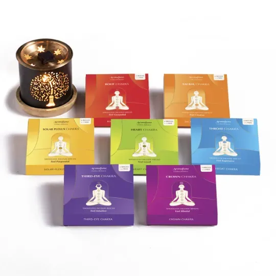 Aromafume 7 Chakra Mattoncini Incenso 70 Pezzi + Bruciatore